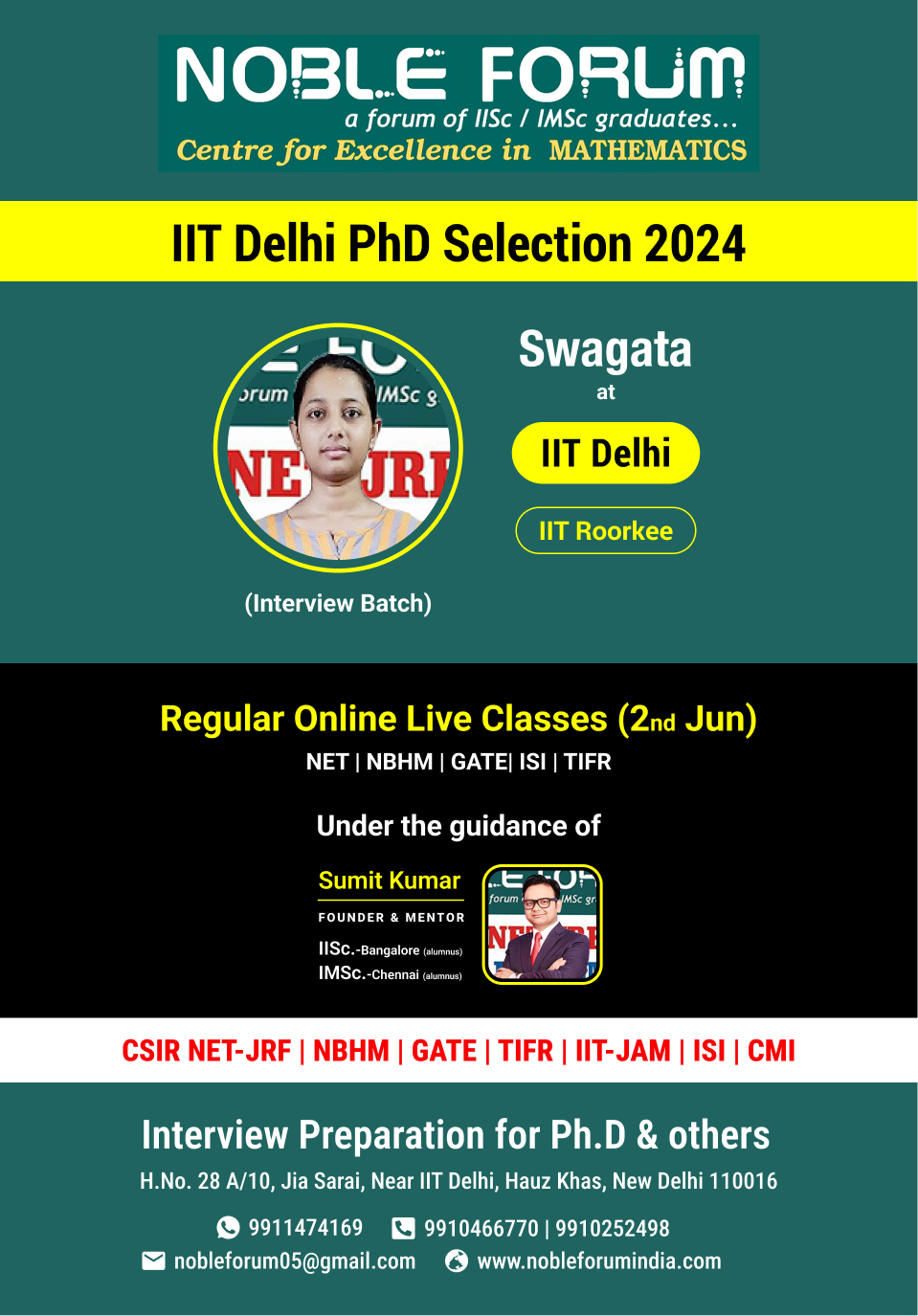 Swagata-IIT Delhi PhD Selection 20244